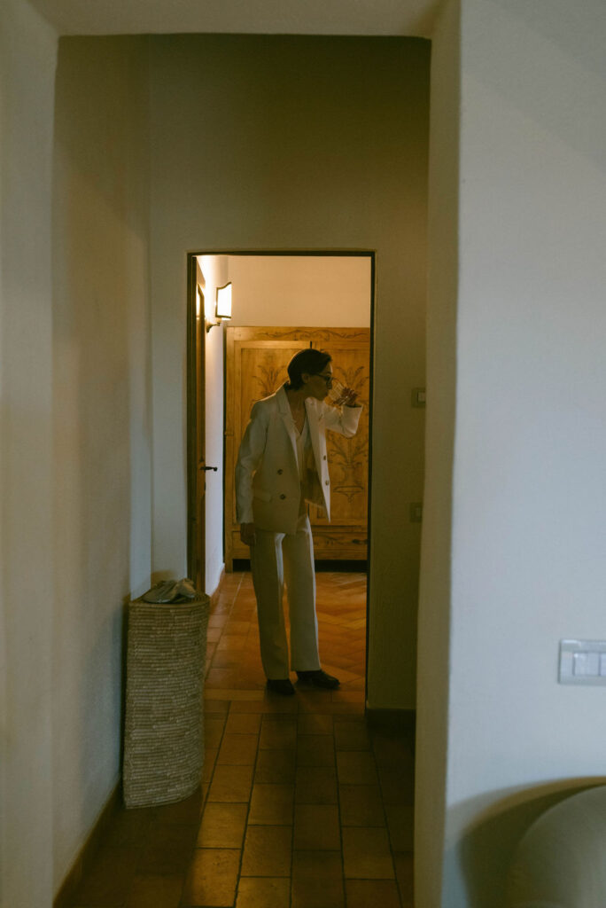 an intimate Italian escape wedding bride's getting ready together 