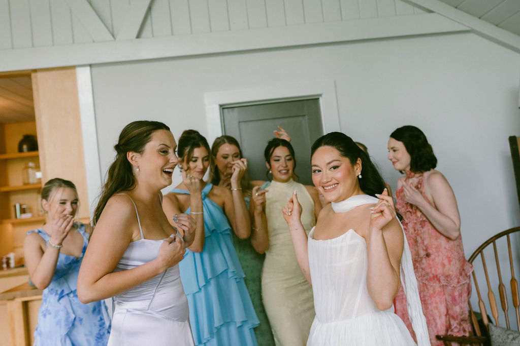 An Upstate New York Wedding at Woodhouse Lodge LGBTQ wedding Bride getting ready