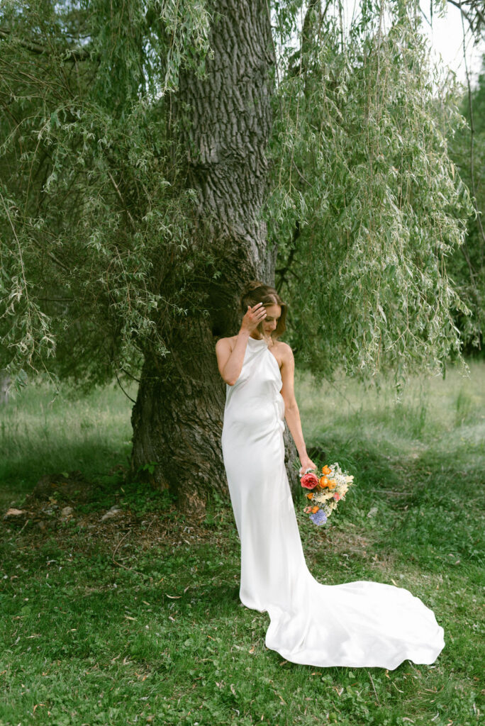 An Upstate New York Wedding at Woodhouse Lodge LGBTQ wedding Brides first look & portraits