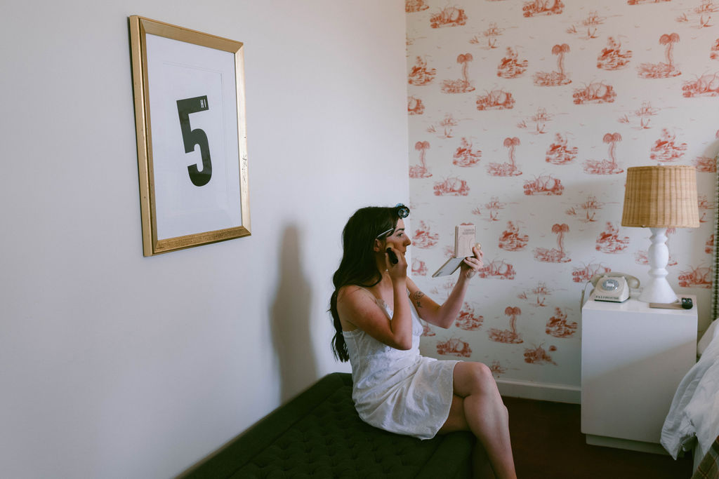 West Coast Intimate Wedding Portraits at Palihouse Santa Monica getting ready