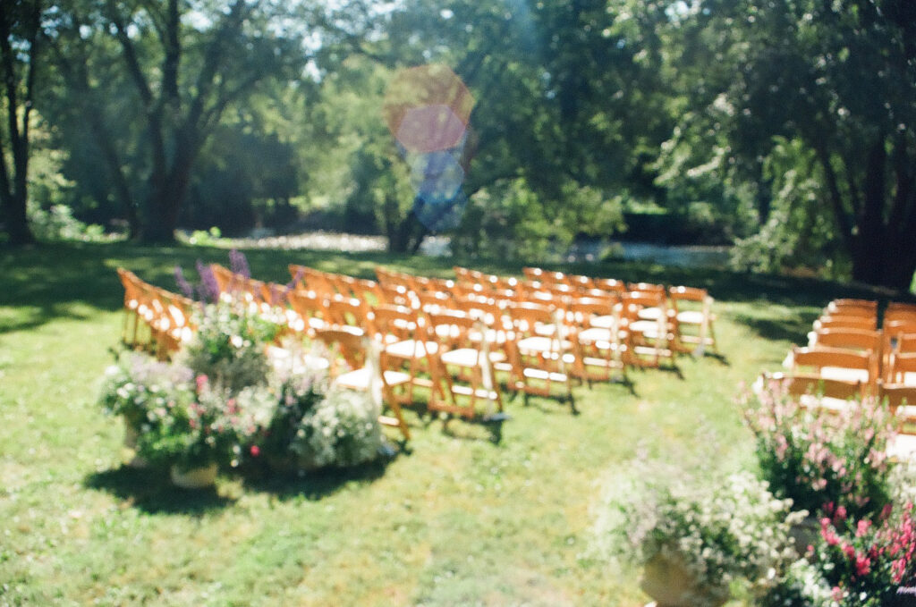 ceremony at a jane austen inspired intimate backyard wedding